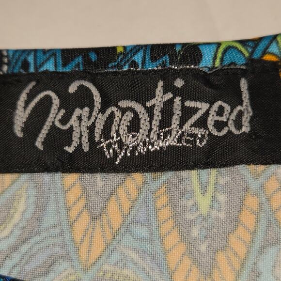 Hypnotized Womens Top Stretch Abstract Feathers Colorful Lounge Travel Vacation - Picture 2 of 12